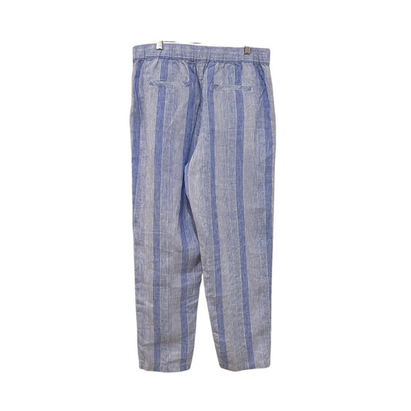 C&C California Blue White 100% Linen Striped Pull On Pants Size M - Picture 2 of 7